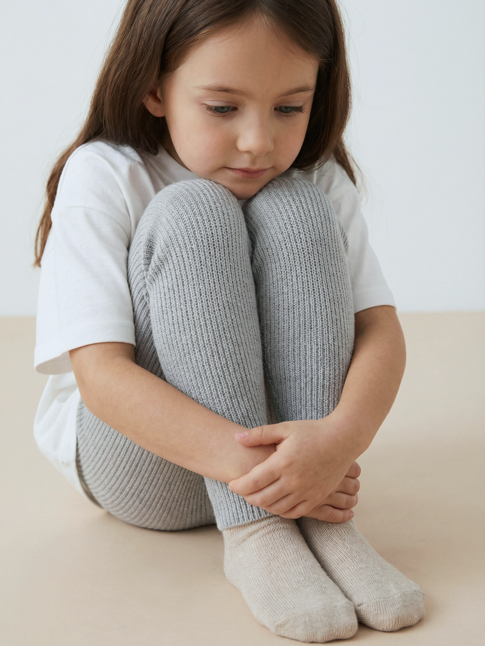 Леггинсы вязаные детские серый