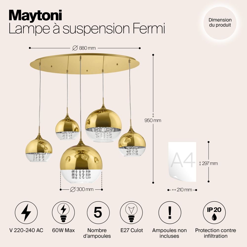 Светильник подвесной Maytoni   P140-PL-170-5-G