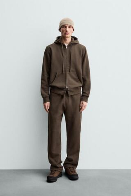 ZARA ДЖОГГЕРЫ REGULAR FIT ИЗ ПЛОТНОЙ ТКАНИ ORIGINS, ШОКОЛАДНЫЙ
