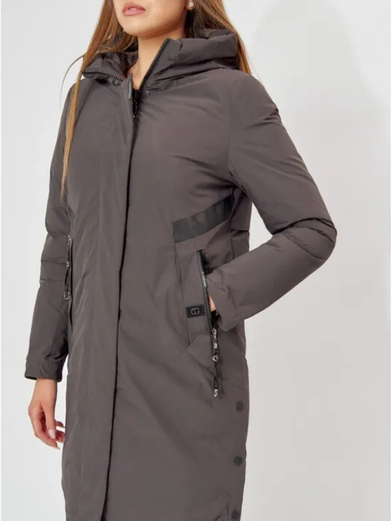 Пальто утеплённое женское, цвет тёмно-серый, размер 50