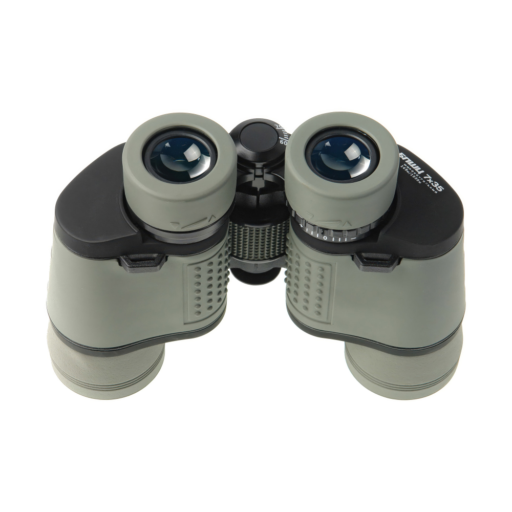 Бинокль Veber Classic БПШЦ 7x35 VRWA широкоугольный, серый - влагозащищенный корпус с обрезиненным покрытием