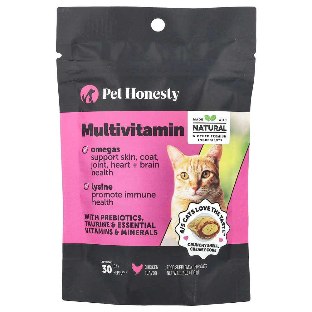 Pet Honesty, Мультивитамины, для кошек, с курицей, 100 г (3,7 унции)