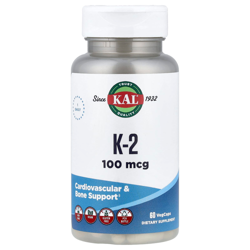 KAL, K-2, 100 мкг, 60 вегетарианских капсул