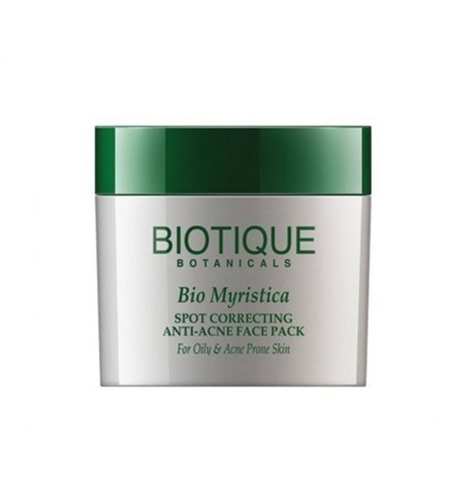 Крем маска для лица Biotique Bio Myristica Spot Correcting Anti-acne Face Pack Биотик Мускат точечное нанесение для жирной кожи склонной к акне, 15 гр