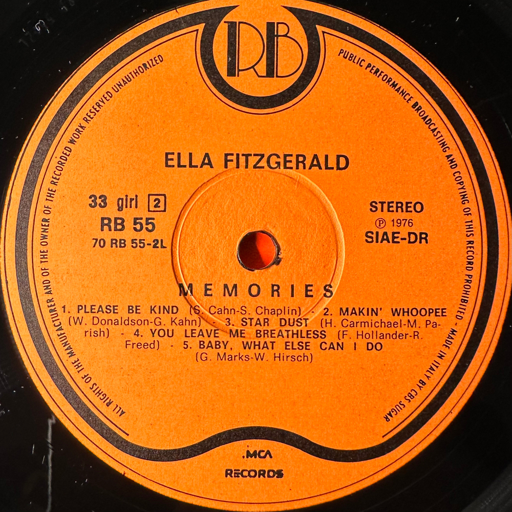 Ella Fitzgerald ‎– Memories (Италия 1976г.)