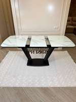 Кухонный раздвижной стол "Прадо", белый мрамор