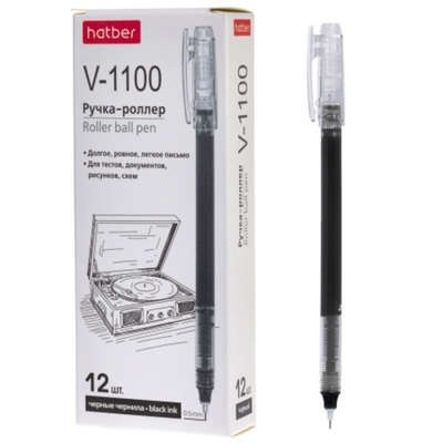 РУЧКА-Роллер Hatber V-1100 Черная 0,5мм