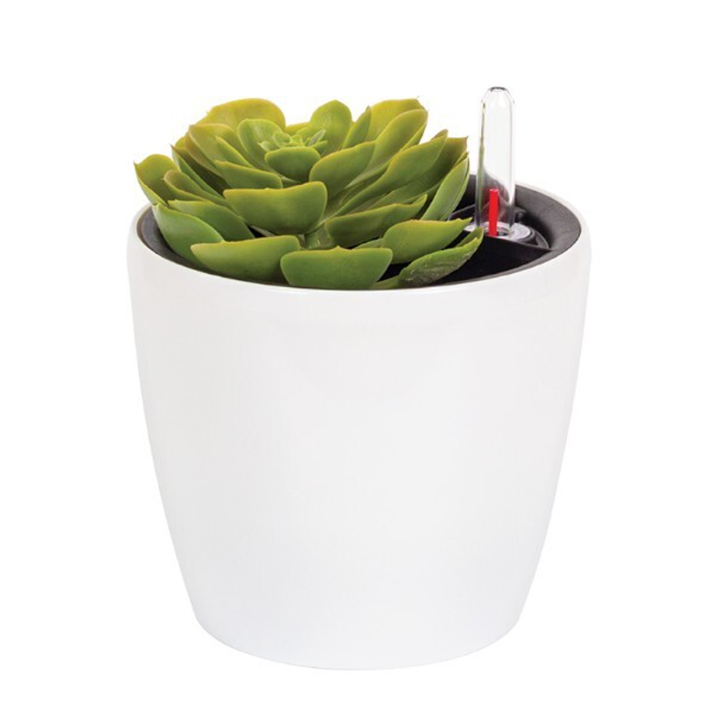 Кашпо АНФА 1,8л D150мм H=135мм вставка V=1л и автополив, с индикатором уровня воды