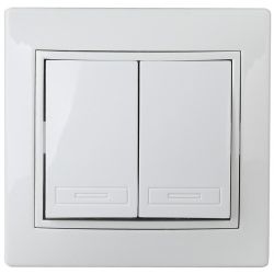 Выключатель Intro Plano 1-104-01 двухклавишный, 10А-250В, IP20, СУ, белый | Intro Plano Белый