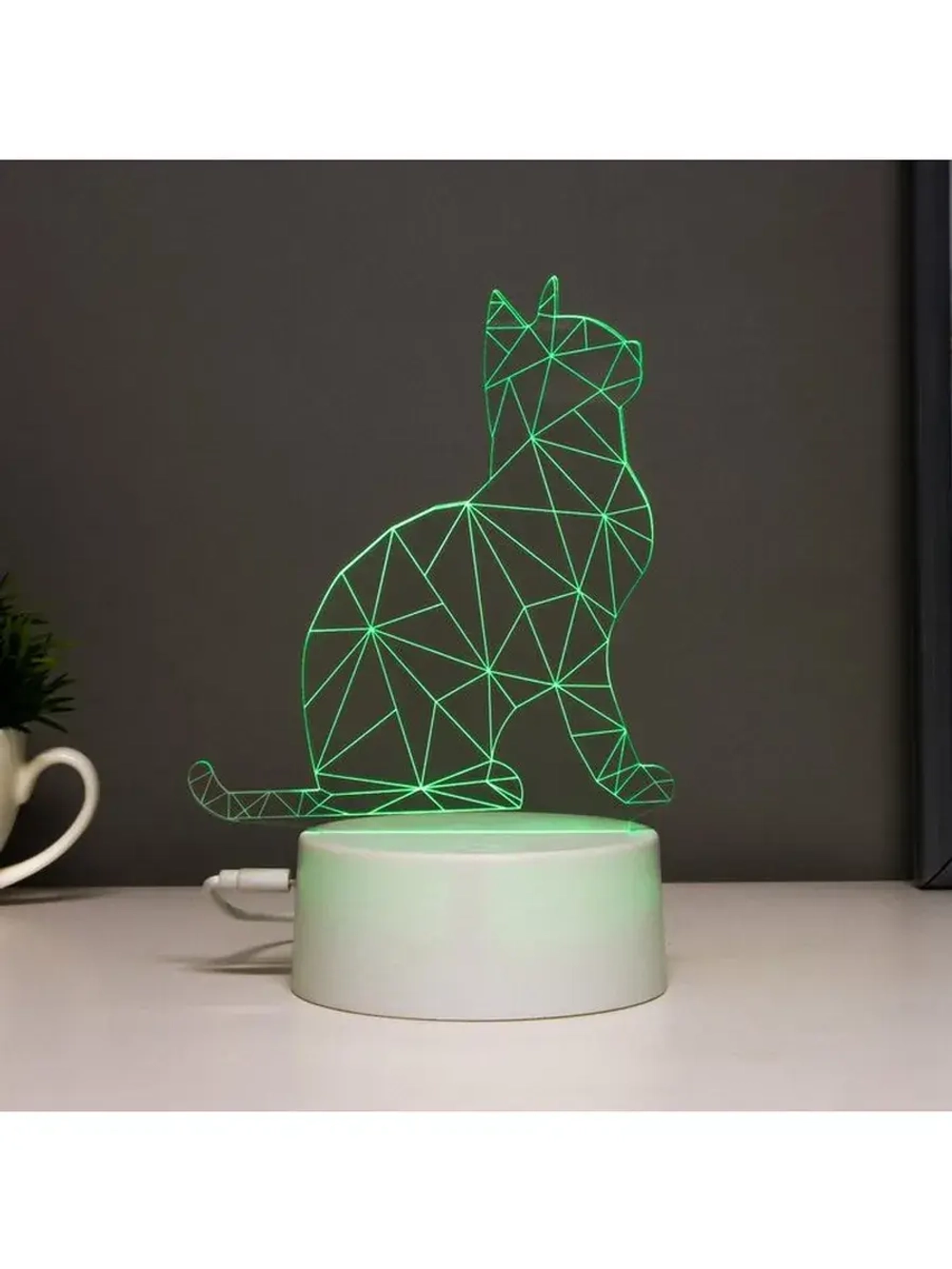 Светильник сенсорный «Кот сидя» LED 7 цветов USB/от батареек