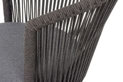 "Люксембург" стул плетеный из роупа, каркас из стали темно-серый (RAL7024) муар, роуп темно-серый круглый, ткань темно-серая 027