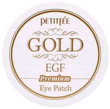 Petitfee Гидрогелевые патчи для век с золотыми частицами и фактором роста Hydrogel eye patch premium Gold &amp; EGF 60 шт