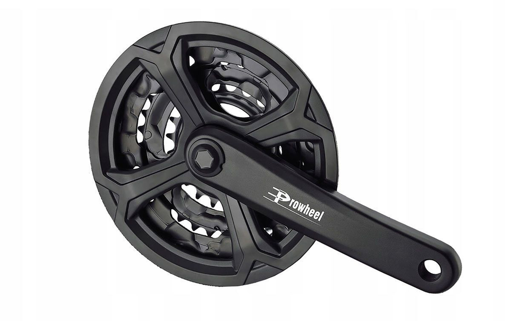 Шатуны-система Prowheel, 3ск., 22/32/42 зуб., 1/2"х3/32",сталь с защитой; шатуны 170мм, алюминий, резьба 9/16", под квадрат, черные (10)