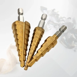 Набор ступенчатых сверл abc 3-20 в чехле / с титановым покрытием / в наборе 3 шт