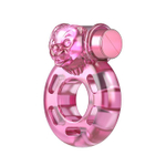 Розовое эрекционное виброкольцо Pink Bear