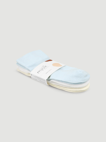 Носки детские с отворотом Mjölk Blue/White/Ecru, сет из 3х