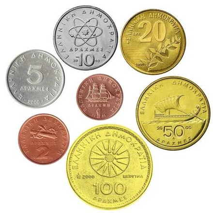 Греция 1988-2000 Набор из 7 разменных монет XF