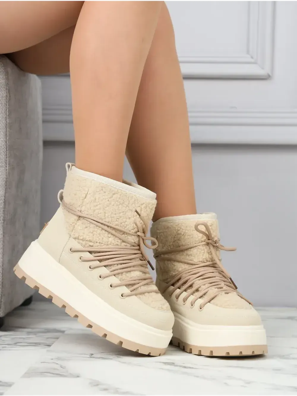 Зимние угги натуральный мех на платформе