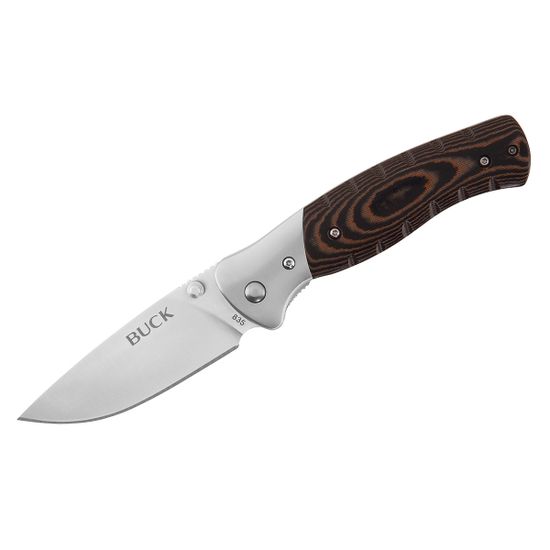 Складной нож BUCK 0835BRS Small Folding Selkirk c клинком из стали 420HC, рукоять Stainless Steel / микарта