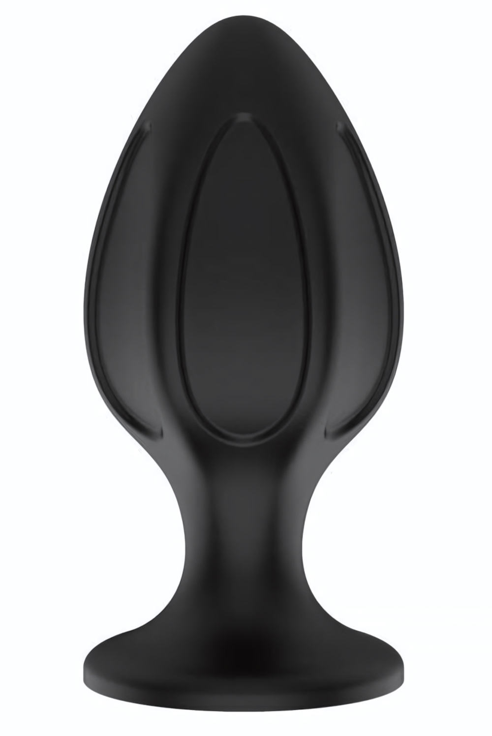 Черная средняя силиконовая анальная пробка с вертикальными бороздками (Цвет: черный)