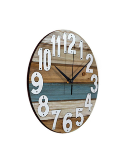 Часы настенные деревянные бесшумные на кухню спальню "Доски винтаж" Часовой завод ИДЕАЛ, диаметр 30 см, часы кухонные настенные интерьерные лофт для кухни