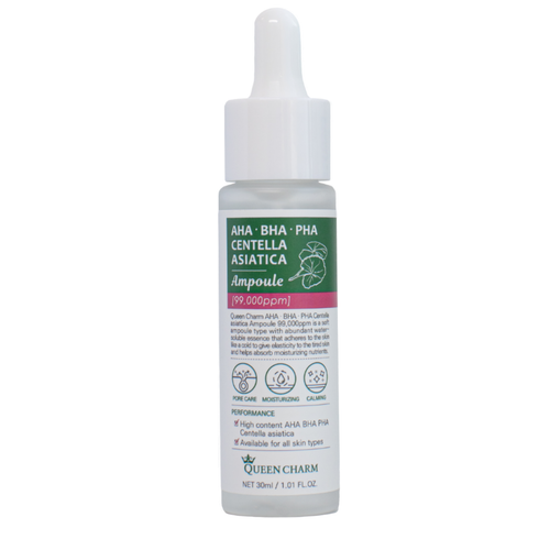 QUEEN CHARM Ампульная сыворотка для лица с AHA BHA PHA кислотами и центеллой азиатской 9,9% AHA BHA PHA Centella Asiatica Ampoule, 30 мл