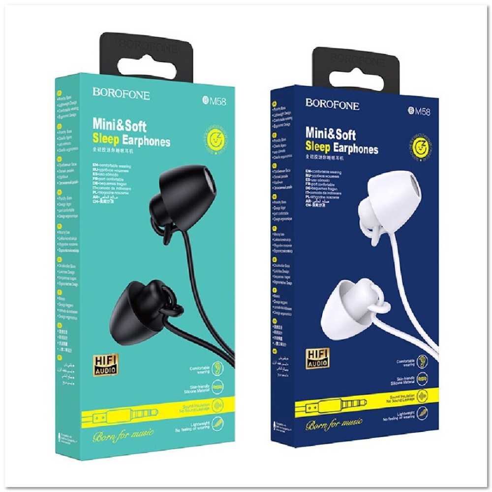 Проводные наушники BM58 Peaceful universal sleeping earphone with mic white