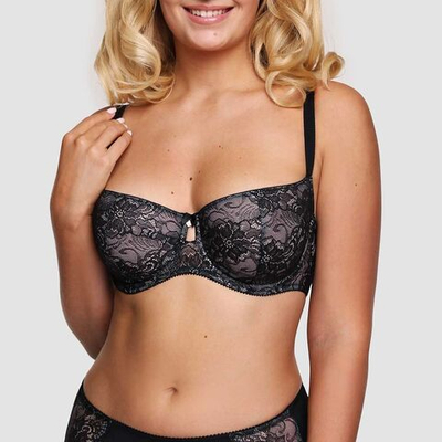 Лёгкий бюстгальтер-балконет с мягкой чашкой на каркасах (Размер: 90B) (Цвет: пудровый)