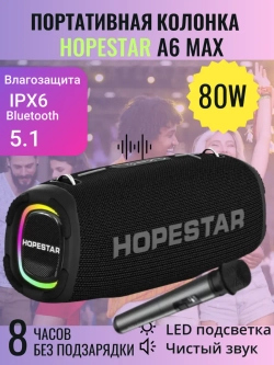 Портативная колонка A6 Max, 80Вт, черный