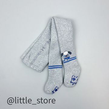 Колготки махровые Щенята, со стоперами, Серый меланж