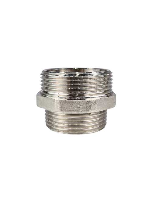 Ниппель переходной, латунь, наружная резьба 1 1/2"х1 1/4", никель, RTP