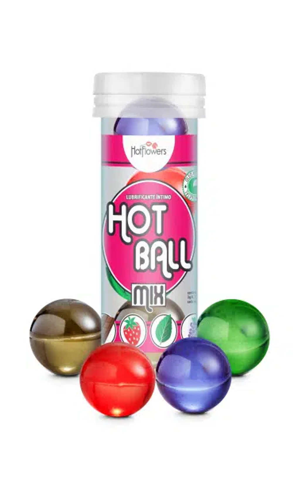 Ароматизированный лубрикант HOT BALL MIX на масляной основе в виде 4 шариков (мята, шоколад, клубник