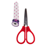 Ножницы детские с пластиковым чехлом "Животные" с резин. игрушкой блистер