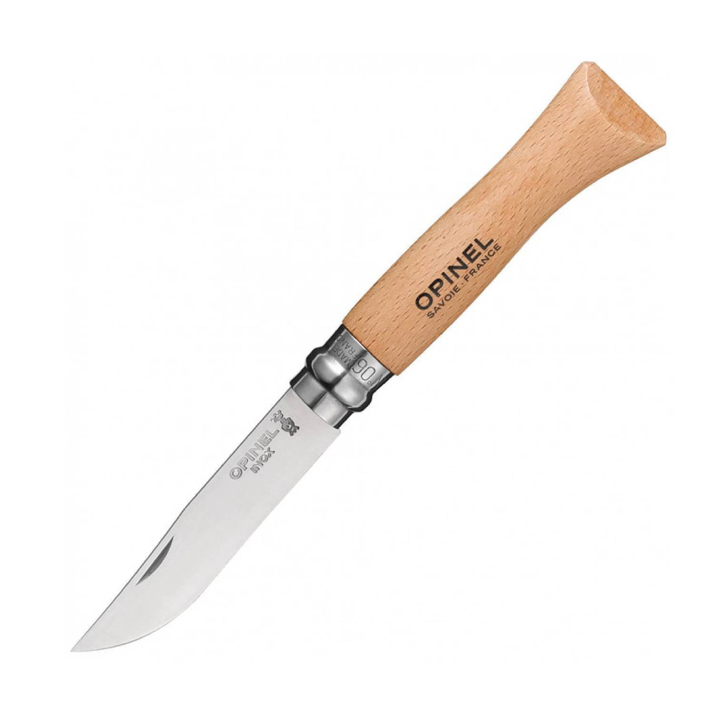 Нож Opinel №6, нержавеющая сталь, бук, блистер