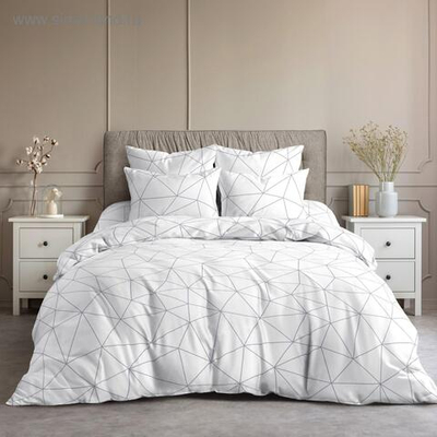 Комплект постельного белья 1,5сп Ночь Нежна Грань белый 145х215, 150х220, 70х70см 2шт, поплин 110г/м, хл100%