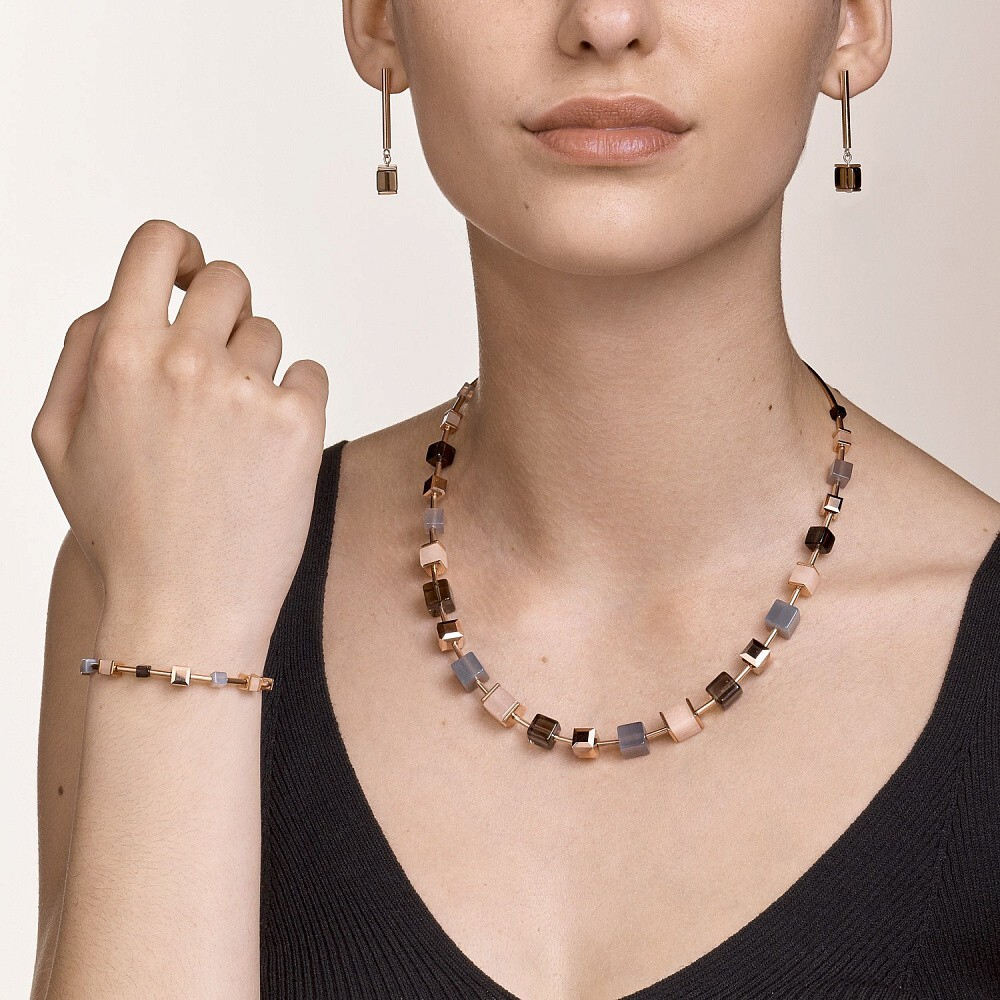 Колье Coeur de Lion Rose Gold Brown 5059/10-1100 цвет розовый, коричневый, золотой, мульти, бежевый