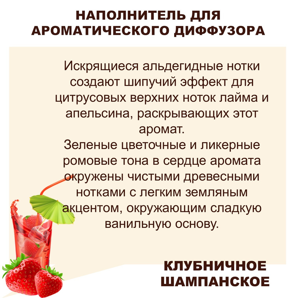 КЛУБНИЧНОЕ ШАМПАНСКОЕ - Наполнитель для ароматического диффузора