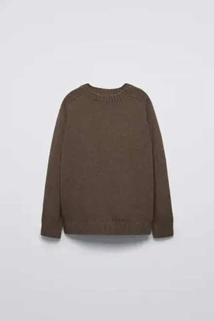 ZARA СВИТЕР ИЗ СМЕСОВОЙ ШЕРСТЯНОЙ ПРЯЖИ, КОРИЧНЕВЫЙ