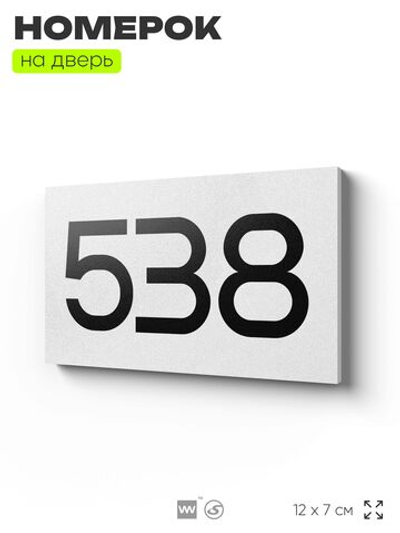 Номер на дверь 538, табличка на дверь для офиса, квартиры, кабинета, аудитории, склада, белая 120х70 мм, Айдентика Технолоджи