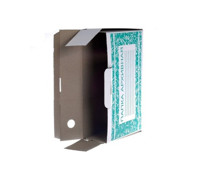 Короб архивный 252х340х75, микрогофрокартон с печатью белый Гофротек