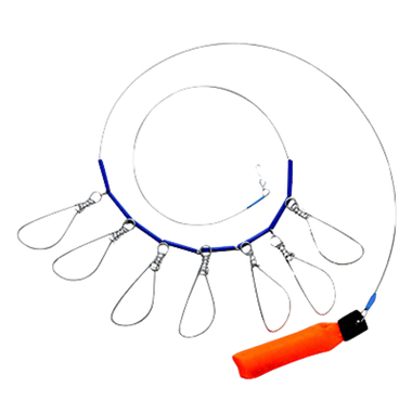 Кукан Три Кита метал.трос + поплавок 7 карабинов 15см 012.8523