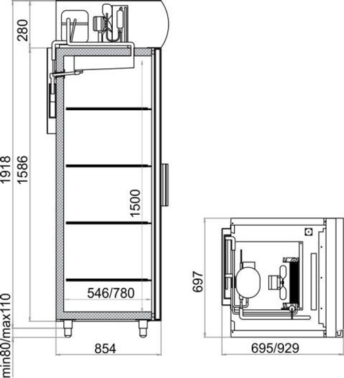 Холодильный шкаф Polair DM107-G (нерж)
