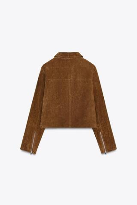 ZARA КОРОТКАЯ КУРТКА ИЗ 100% КОЖИ, ЦВЕТ ВИСКИ