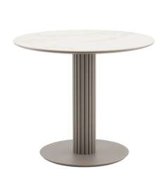 Стол Terano Ø90 см, белая матовая керамика, ножка латте