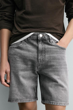 ZARA ДЖИНСОВЫЕ ШОРТЫ REGULAR FIT, СЕРЫЙ