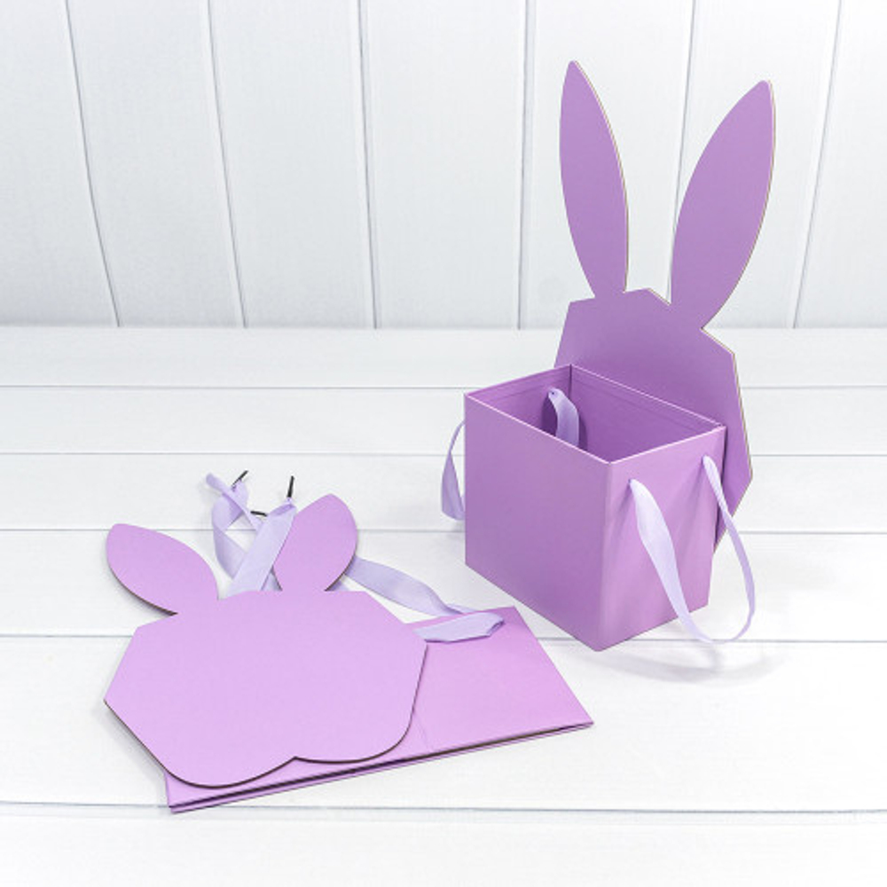 Коробка 18х9.5х31 см "Зайка" С ушками (Сиреневый)