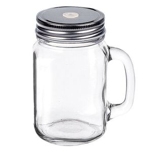Кружка-банка прозрачная + крышка с отверстием для трубочки