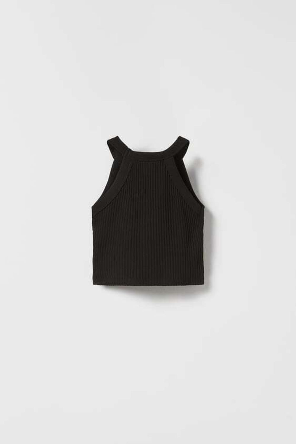 ZARA ТОП С ГОРЛОВИНОЙ ХАЛТЕР И ДЕТАЛЯМИ В РУБЧИК, ЧЕРНЫЙ