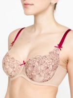 Бюстгальтер Zebra балконет мягкая чаша на каркасах (скин/бургундия)