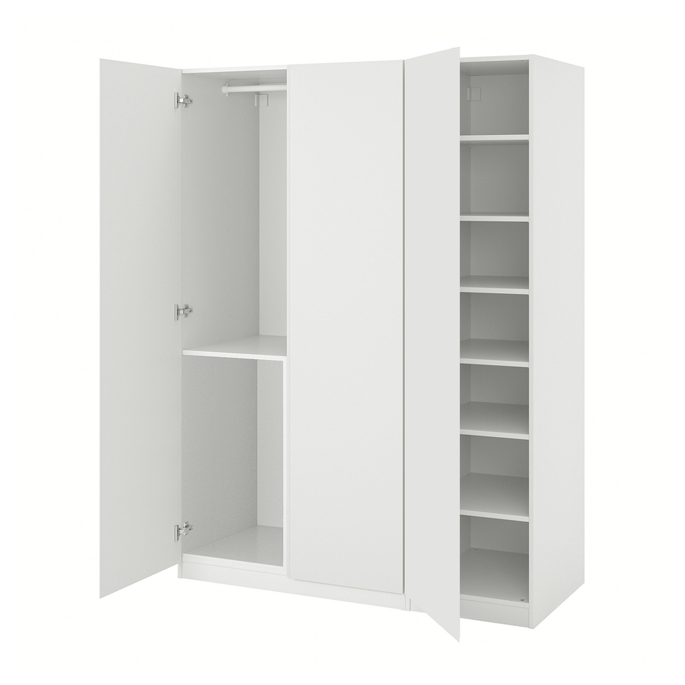Распашной шкаф PAX VIKANES IKEA трехдверный с 7 полками (белый)  170*60*260